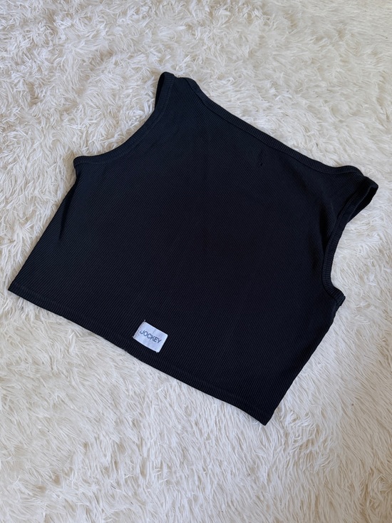 Jockey Tops - Jockey Black Ribbed Tank Top with White Logo Print